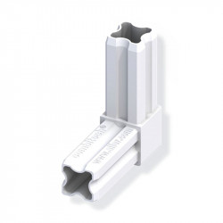 Soporte del conector 90°C blanco 23.5 mm para tubo de aluminio y pvc