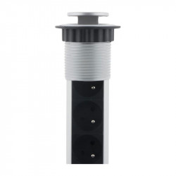 Regleta de alimentación retráctil vertical-Ø 60 mm - 3 salidas + 2 USB - Otio